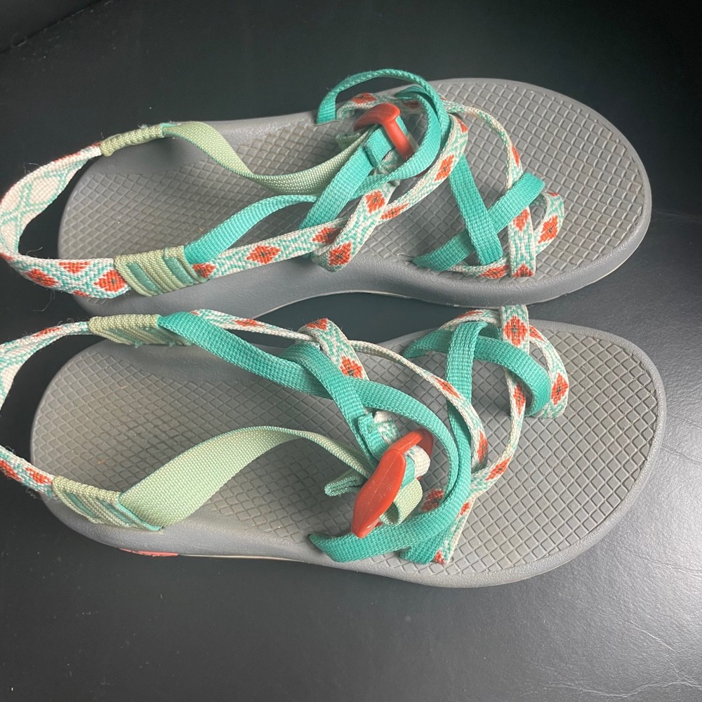 Chaco Z/Cloud 2 Womens Size 6 Sandals Teal Mint‎ Geometric Strappy Toe